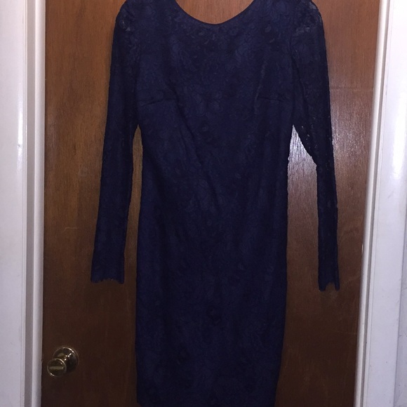 Kevan Hall Navy Lace Sheath Dress - Picture 4 of 7